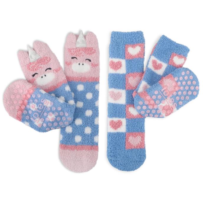 totes toasties® Girls Super Soft Slipper Socks (Twin Pack) Unicorn Extra Image 2